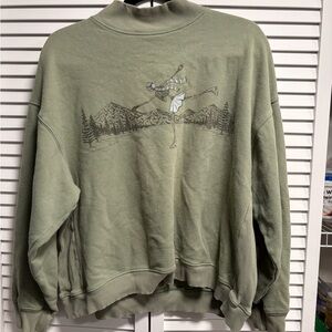 American Eagle Outfitters Olive Sweatshirt Skeleton
